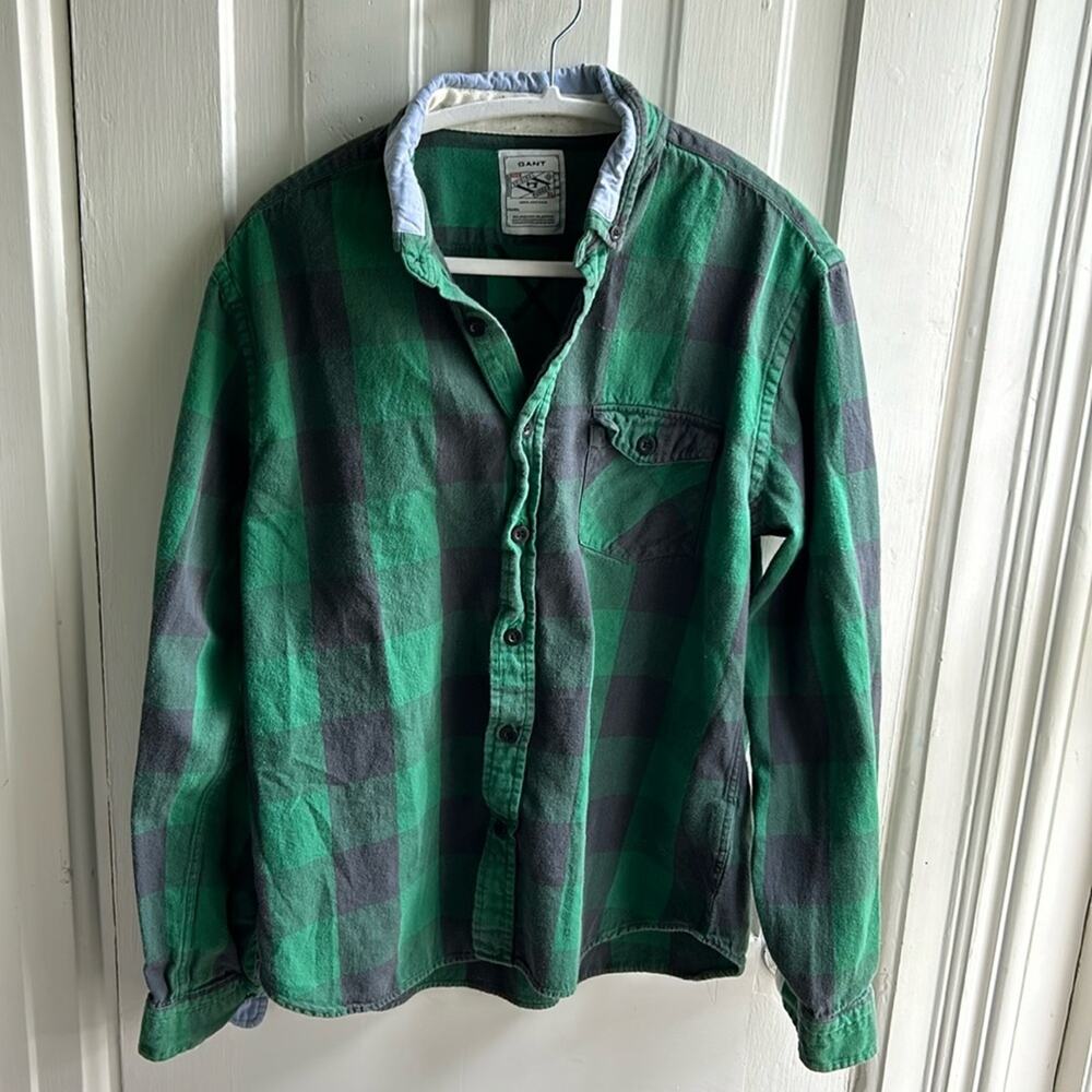 Gant Green and Black Plaid Button Up